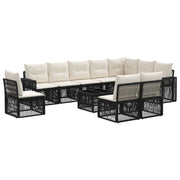 vidaXL Tuinbankenset 11 pcs Zwart en Cream Wit poly rattan