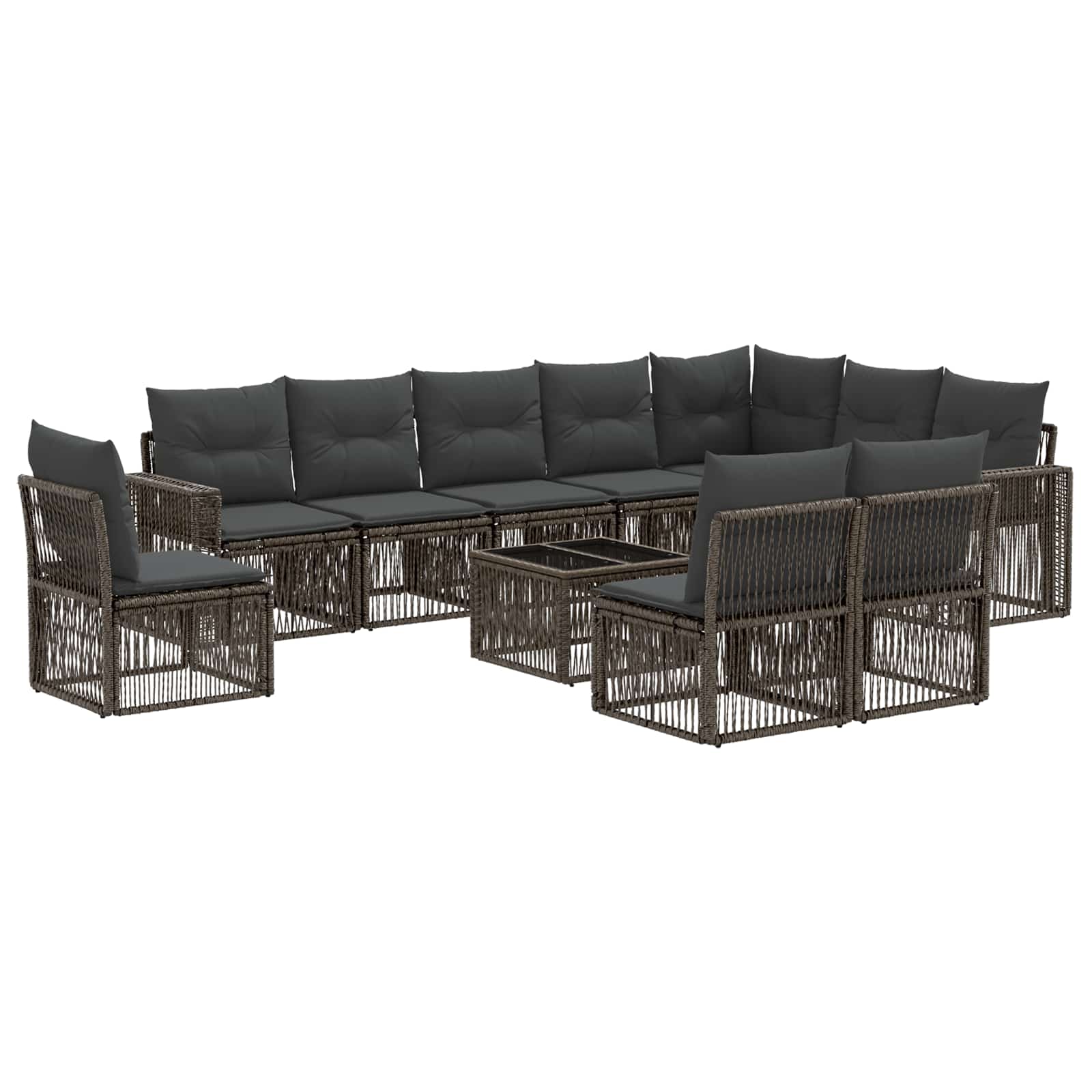 vidaXL Tuinbankenset 11 pcs Zwart en Cream Wit poly rattan