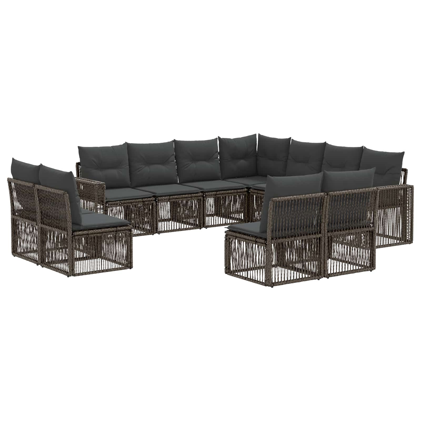 vidaXL Tuinbankenset 12 pcs Zwart en Cream Wit poly rattan