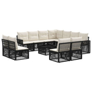 vidaXL Tuinbankenset 12 pcs Zwart en Cream Wit poly rattan