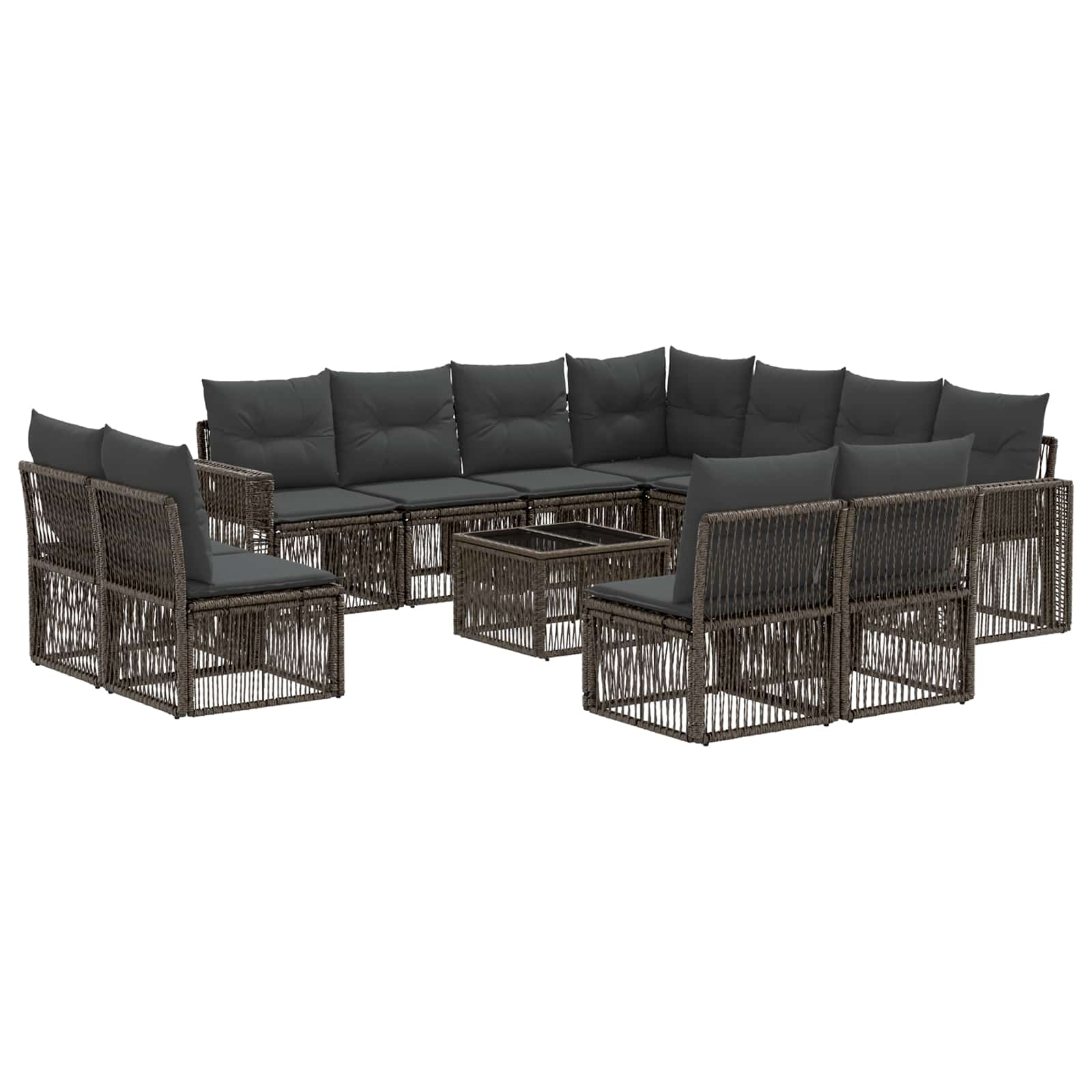 vidaXL Tuinbankenset 12 pcs Zwart en Cream Wit poly rattan