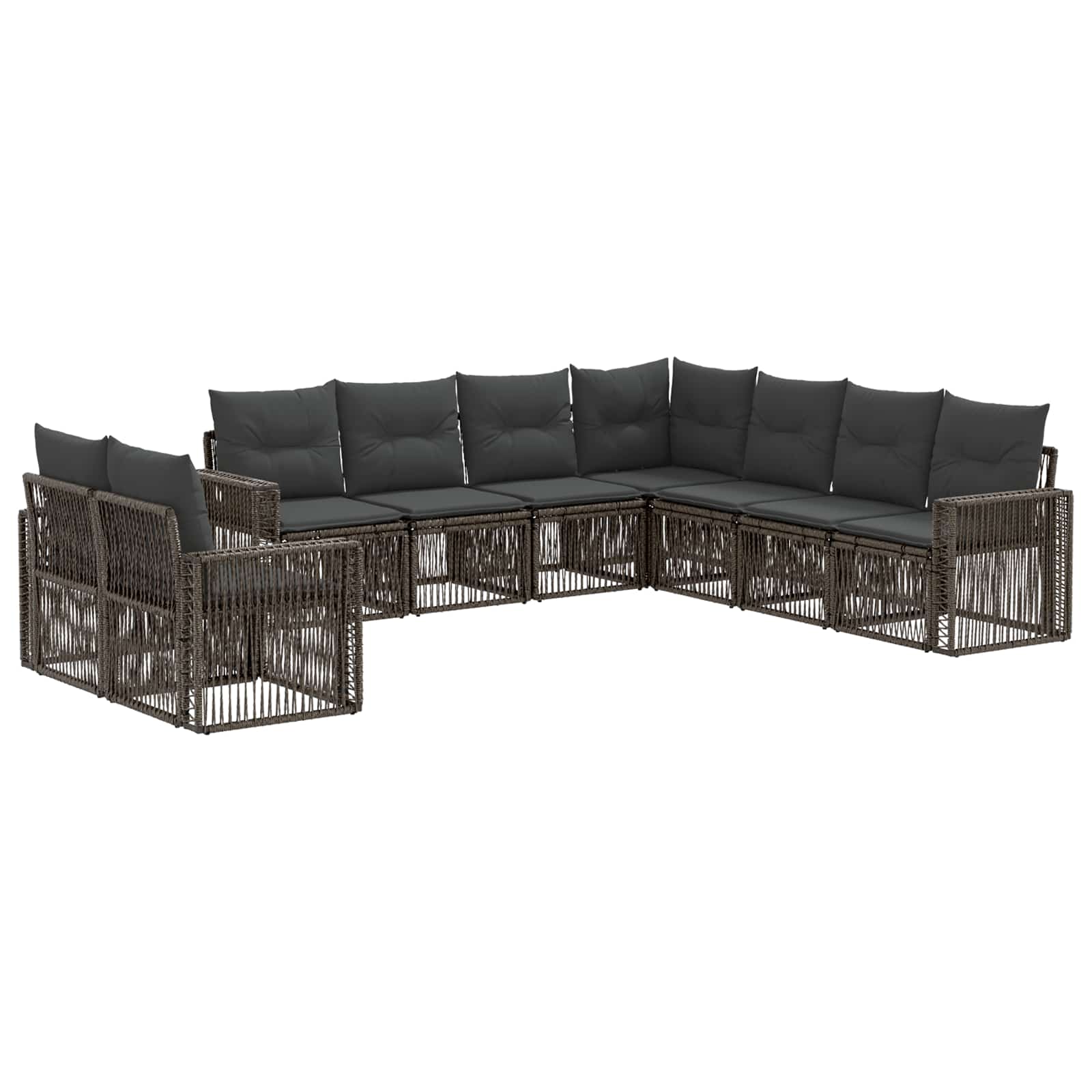 vidaXL Tuinbankenset 10 pcs Zwart en Cream Wit poly rattan