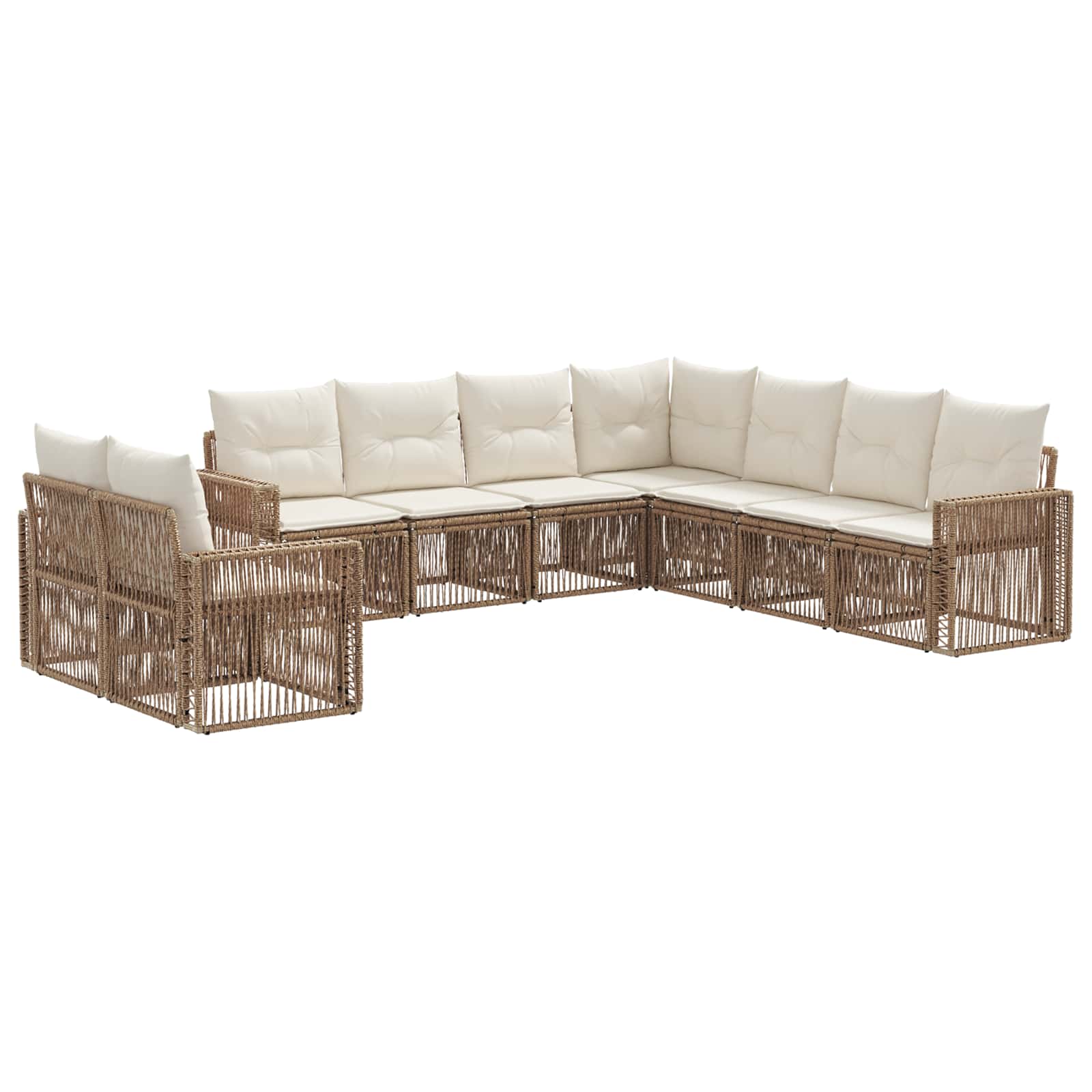 vidaXL Tuinbankenset 10 pcs Zwart en Cream Wit poly rattan