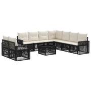 vidaXL Tuinbankenset 10 pcs Zwart en Cream Wit poly rattan