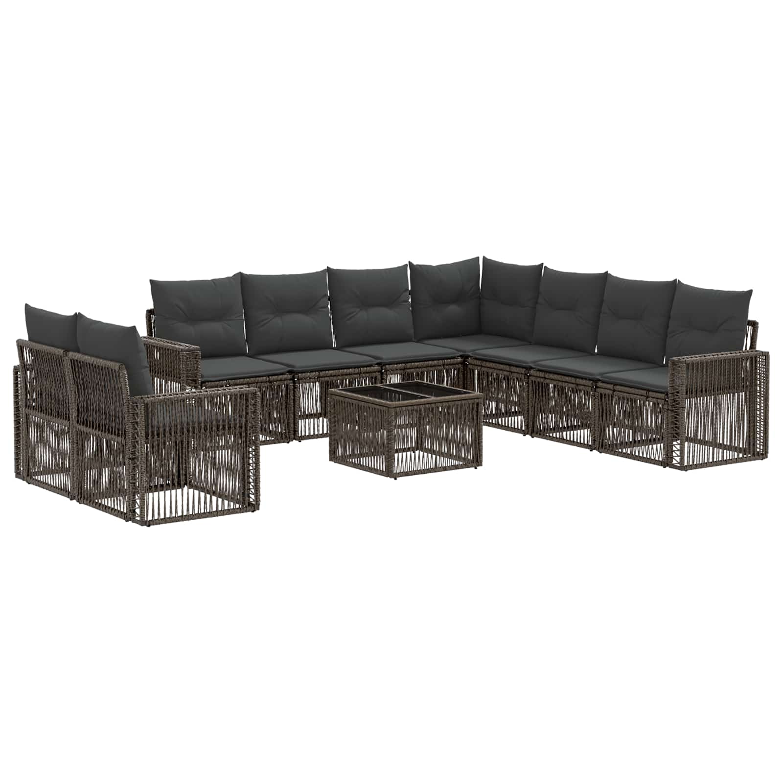 vidaXL Tuinbankenset 10 pcs Zwart en Cream Wit poly rattan