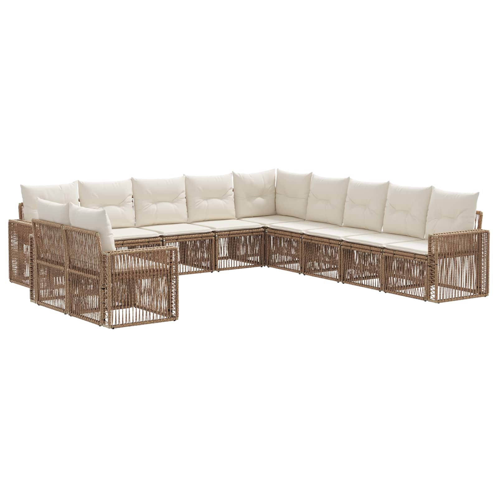 vidaXL Tuinbankenset 12 pcs Zwart en Cream Wit poly rattan