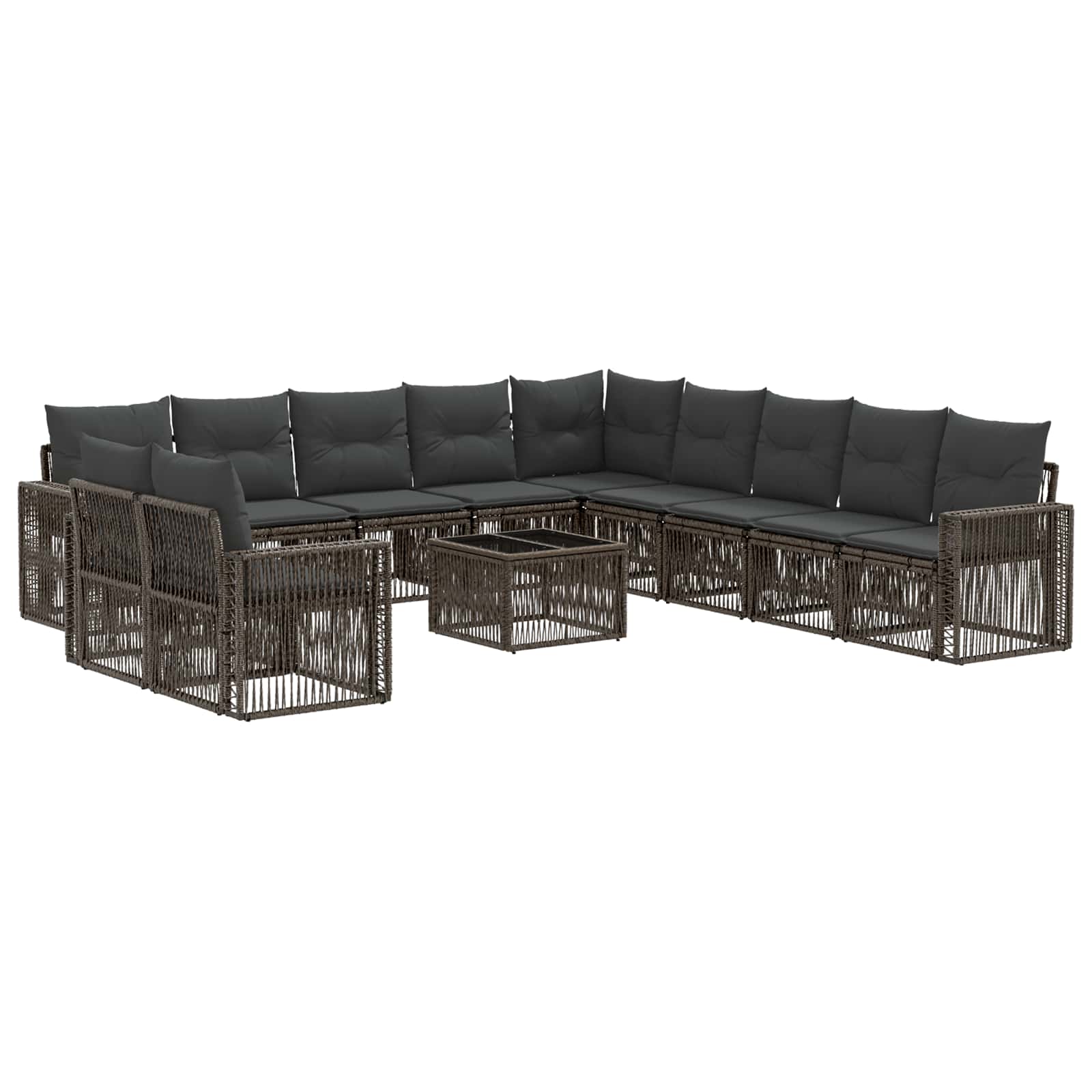 vidaXL Tuinbankenset 12 pcs Zwart en Cream Wit poly rattan