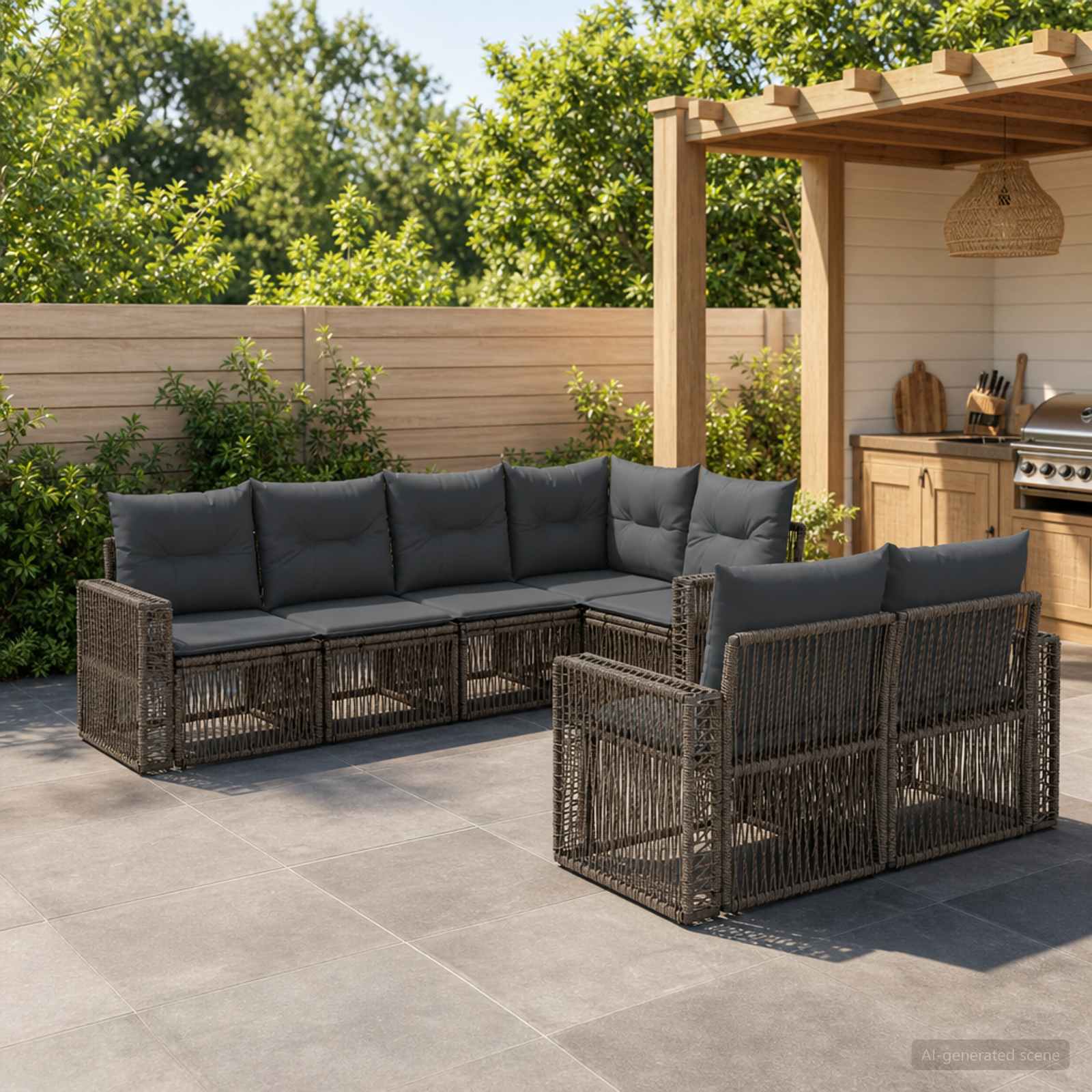 vidaXL Tuinbankenset 7 st 7-Aantal zitplaatsen Zwart en Cream Wit