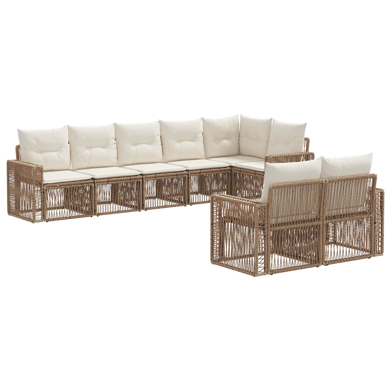 vidaXL Tuinbankenset 9 pcs Zwart en Cream Wit poly rattan