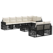 vidaXL Tuinbankenset 9 pcs Zwart en Cream Wit poly rattan