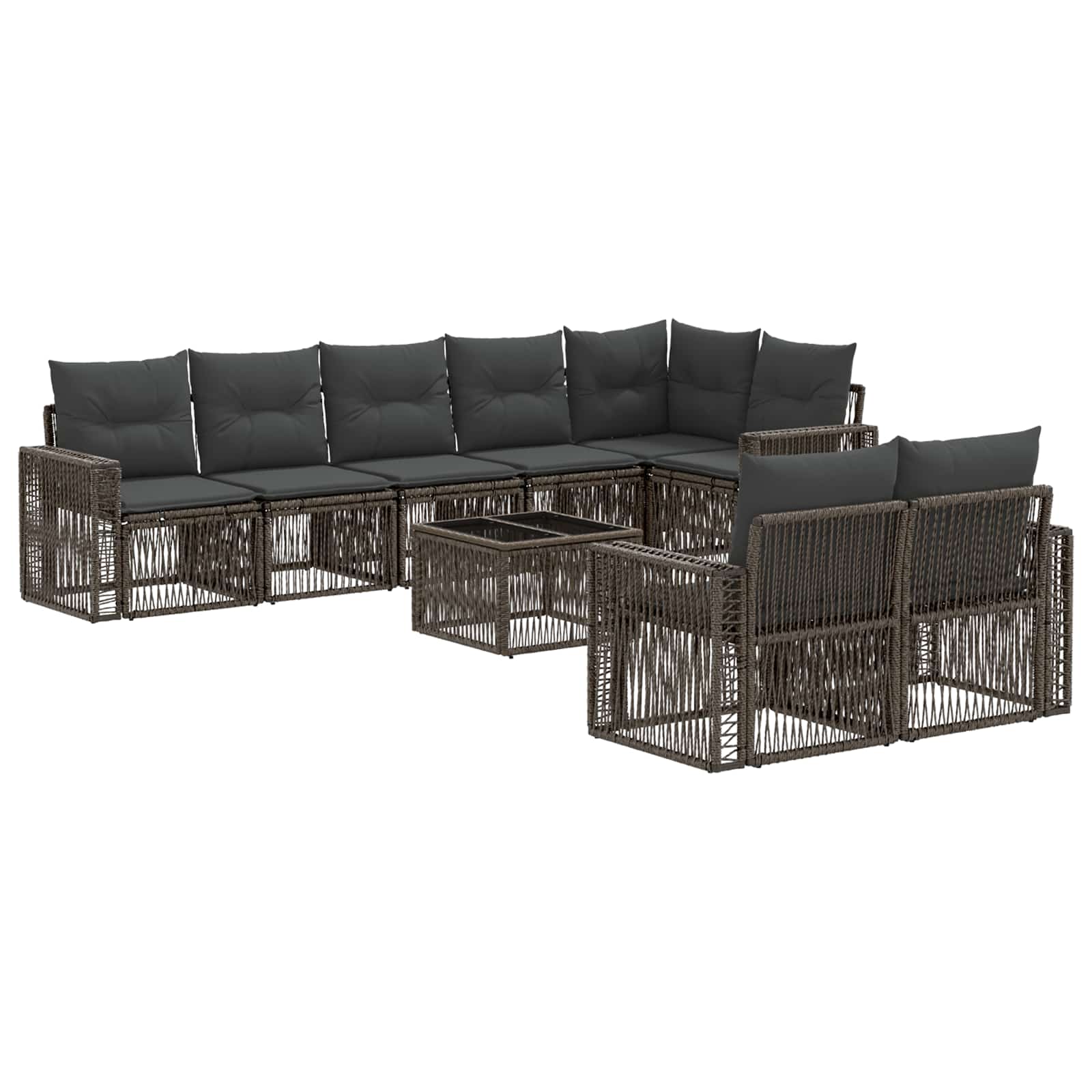vidaXL Tuinbankenset 9 pcs Zwart en Cream Wit poly rattan