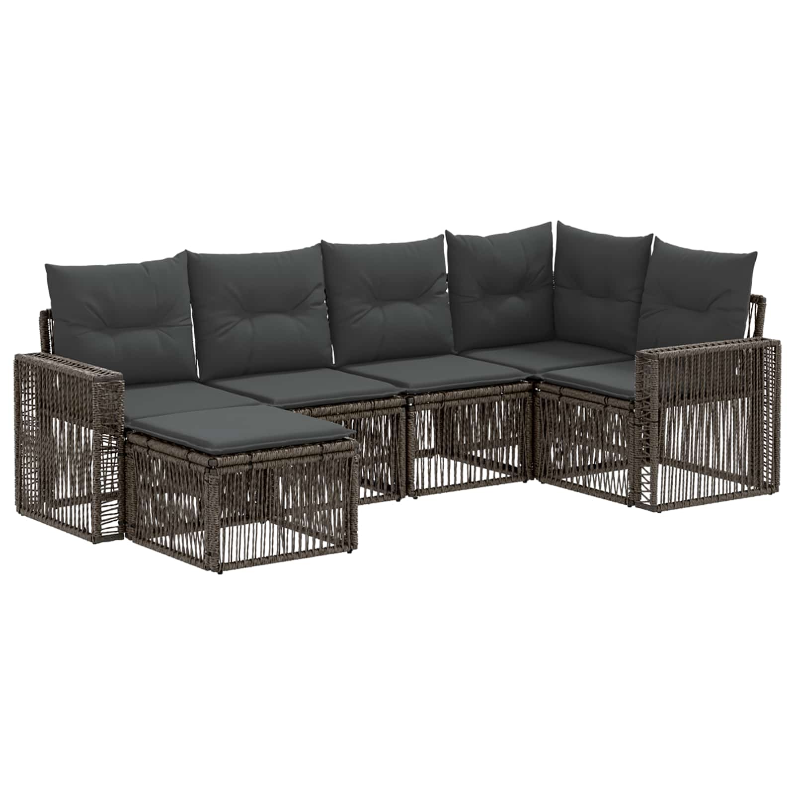 vidaXL Tuinbankenset 7 pcs Zwart en Cream Wit poly rattan