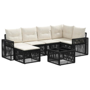 vidaXL Tuinbankenset 7 pcs Zwart en Cream Wit poly rattan