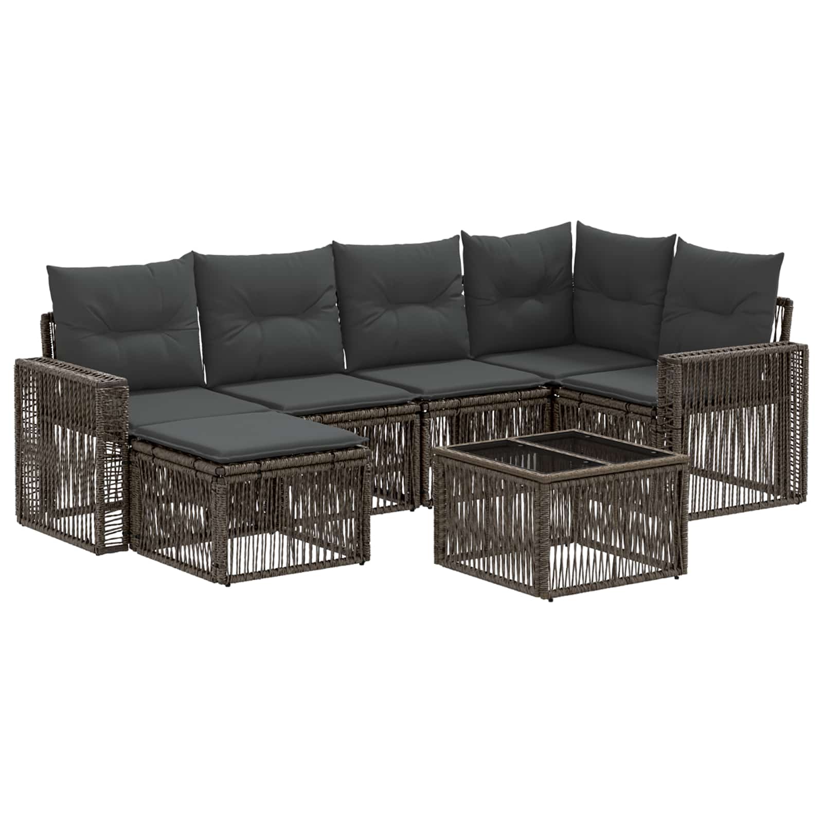 vidaXL Tuinbankenset 7 pcs Zwart en Cream Wit poly rattan