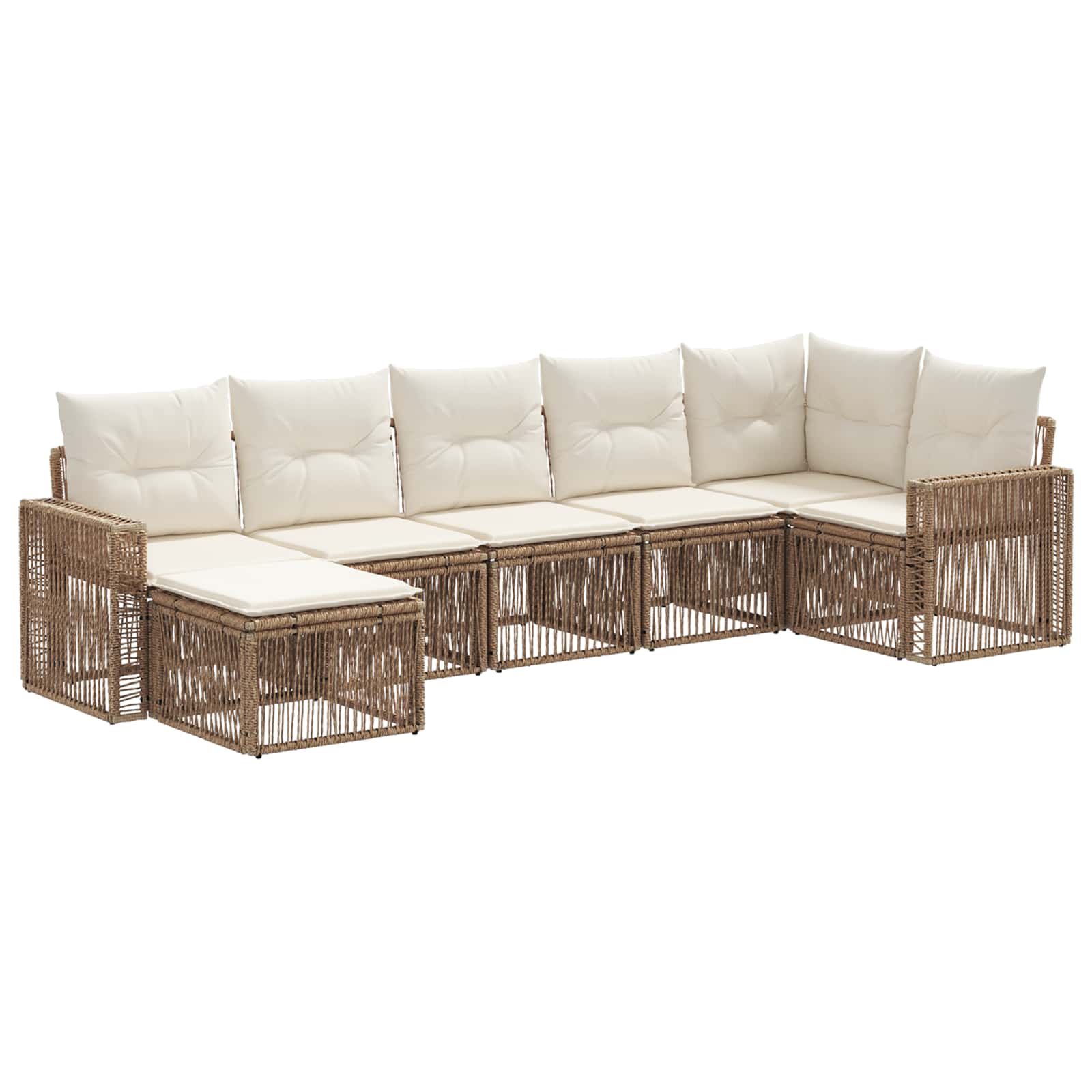 vidaXL Tuinbankenset 8 pcs Zwart en Cream Wit poly rattan