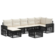 vidaXL Tuinbankenset 8 pcs Zwart en Cream Wit poly rattan