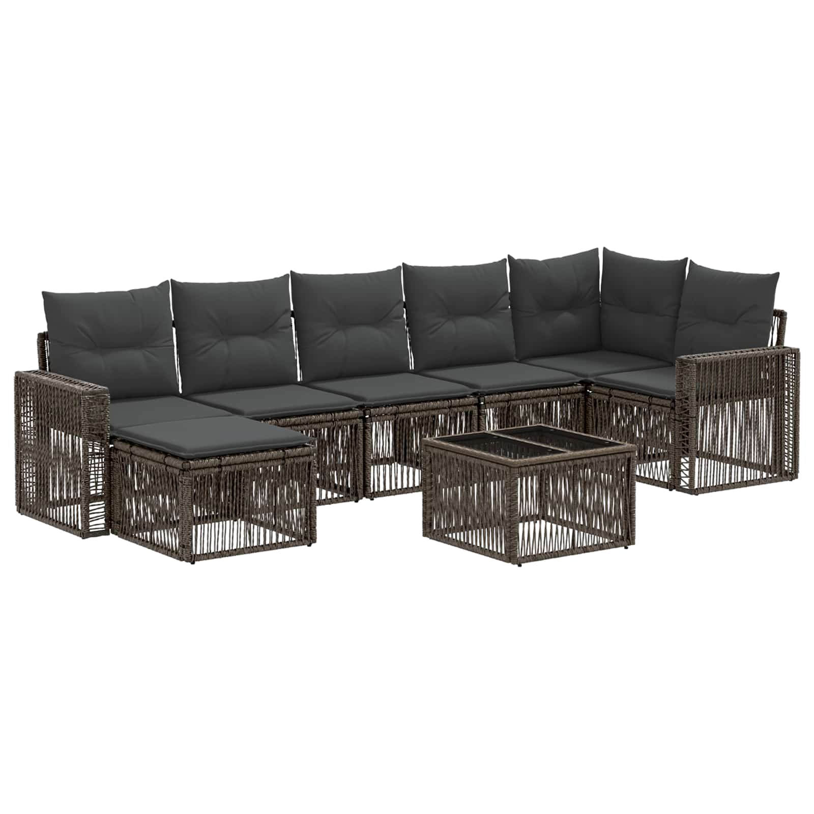 vidaXL Tuinbankenset 8 pcs Zwart en Cream Wit poly rattan
