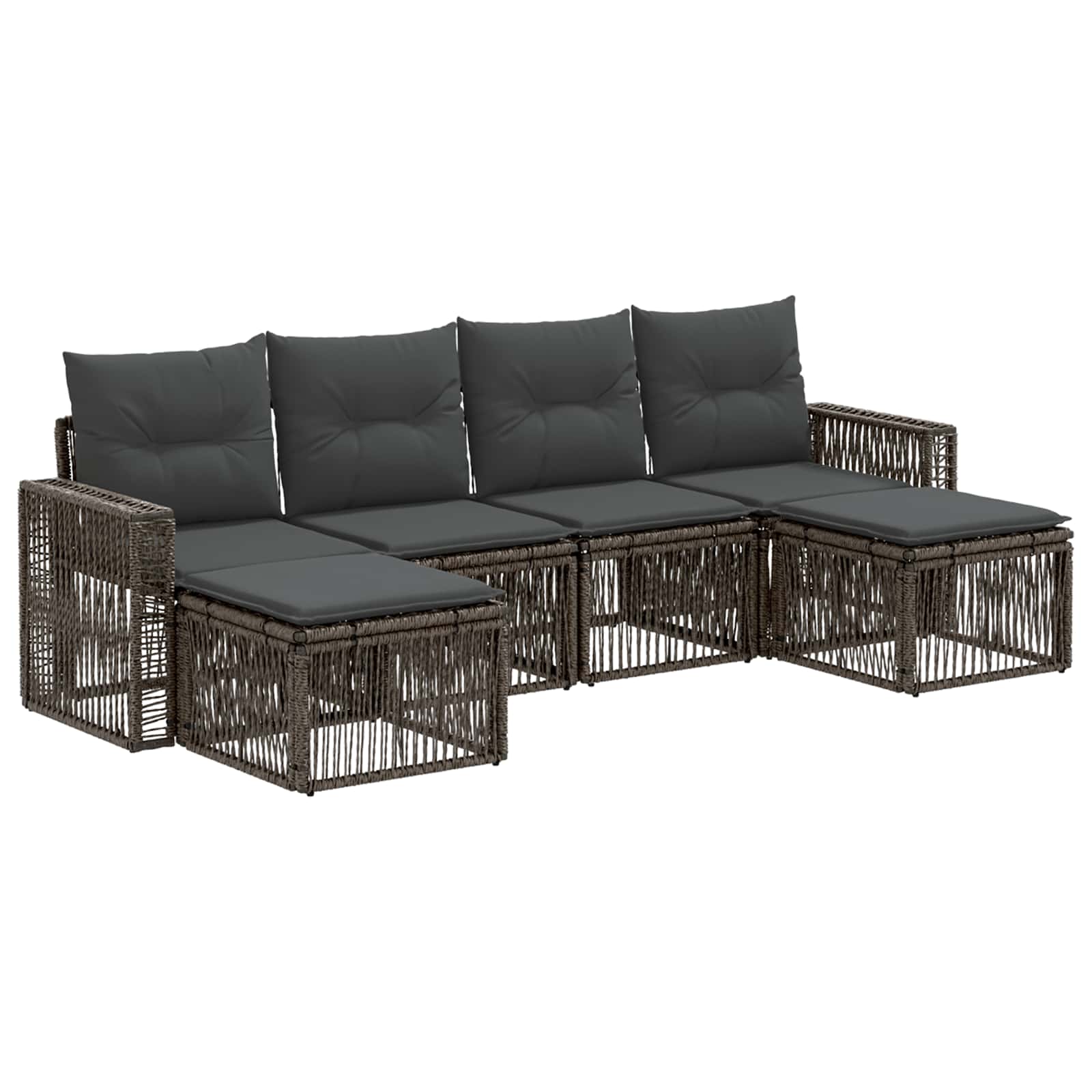 vidaXL Tuinbankenset 7 pcs Zwart en Cream Wit poly rattan