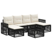 vidaXL Tuinbankenset 7 pcs Zwart en Cream Wit poly rattan