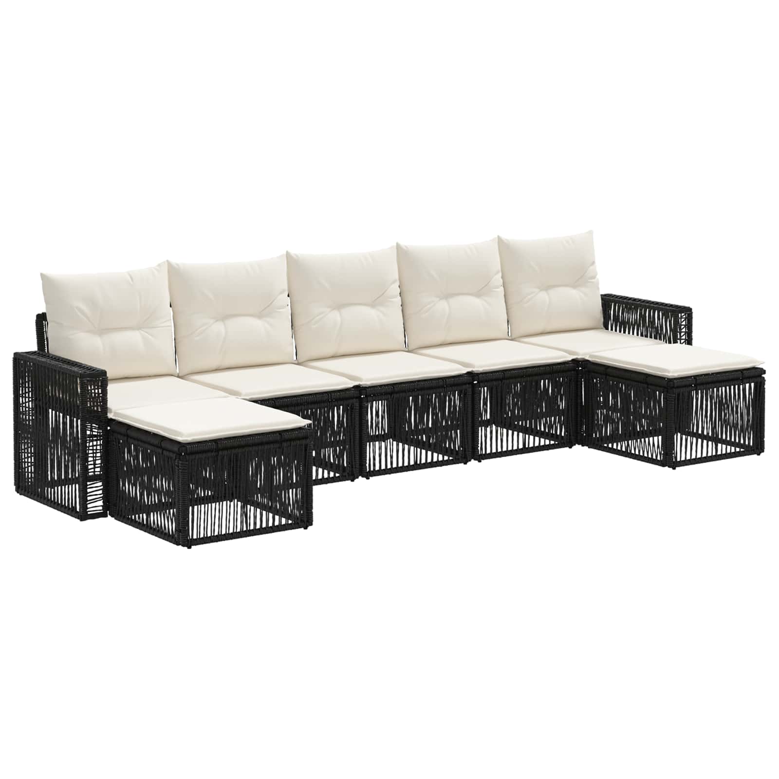 vidaXL Tuinbankenset 8 pcs Zwart en Cream Wit poly rattan