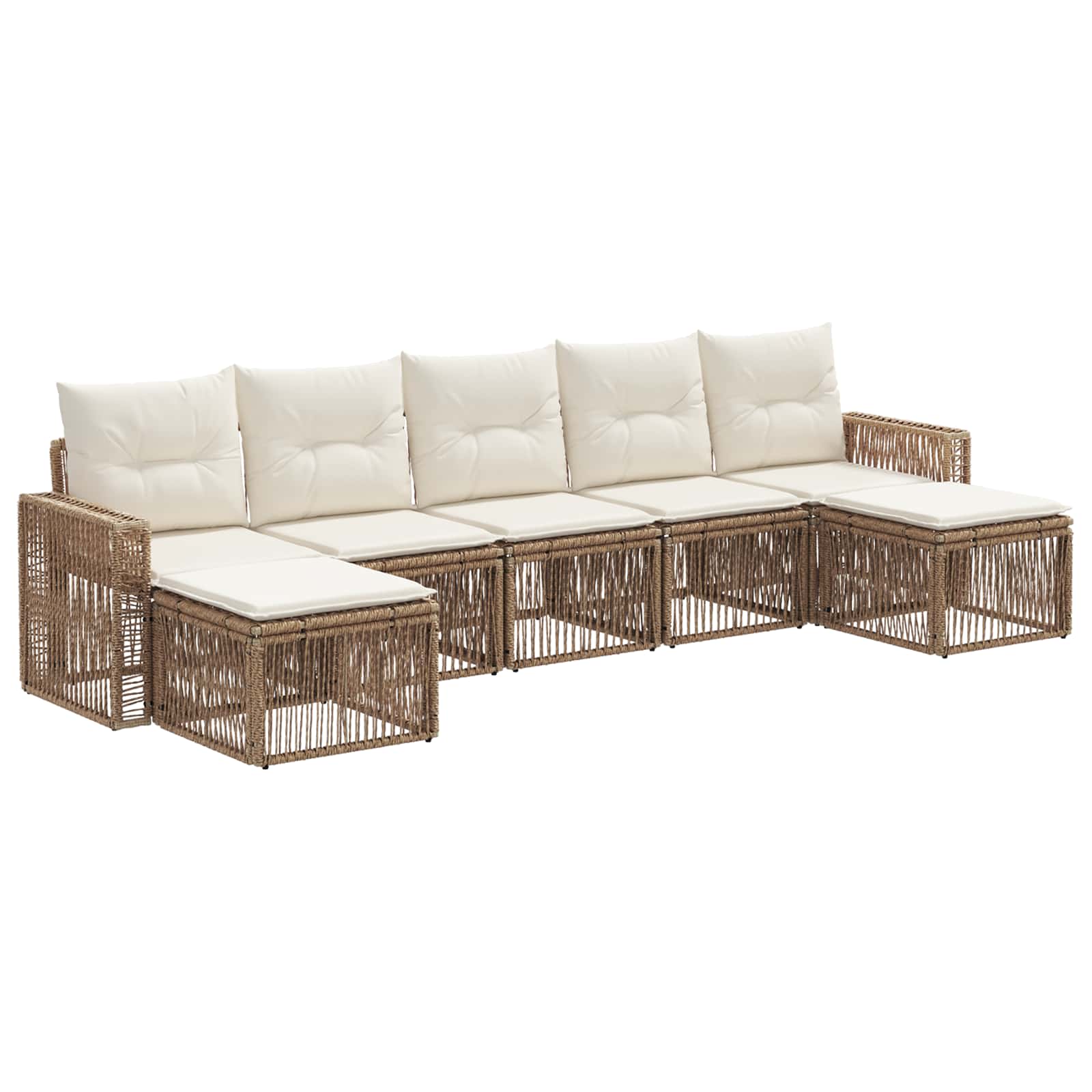vidaXL Tuinbankenset 8 pcs Zwart en Cream Wit poly rattan