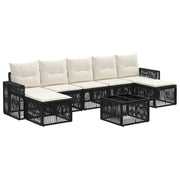 vidaXL Tuinbankenset 8 pcs Zwart en Cream Wit poly rattan