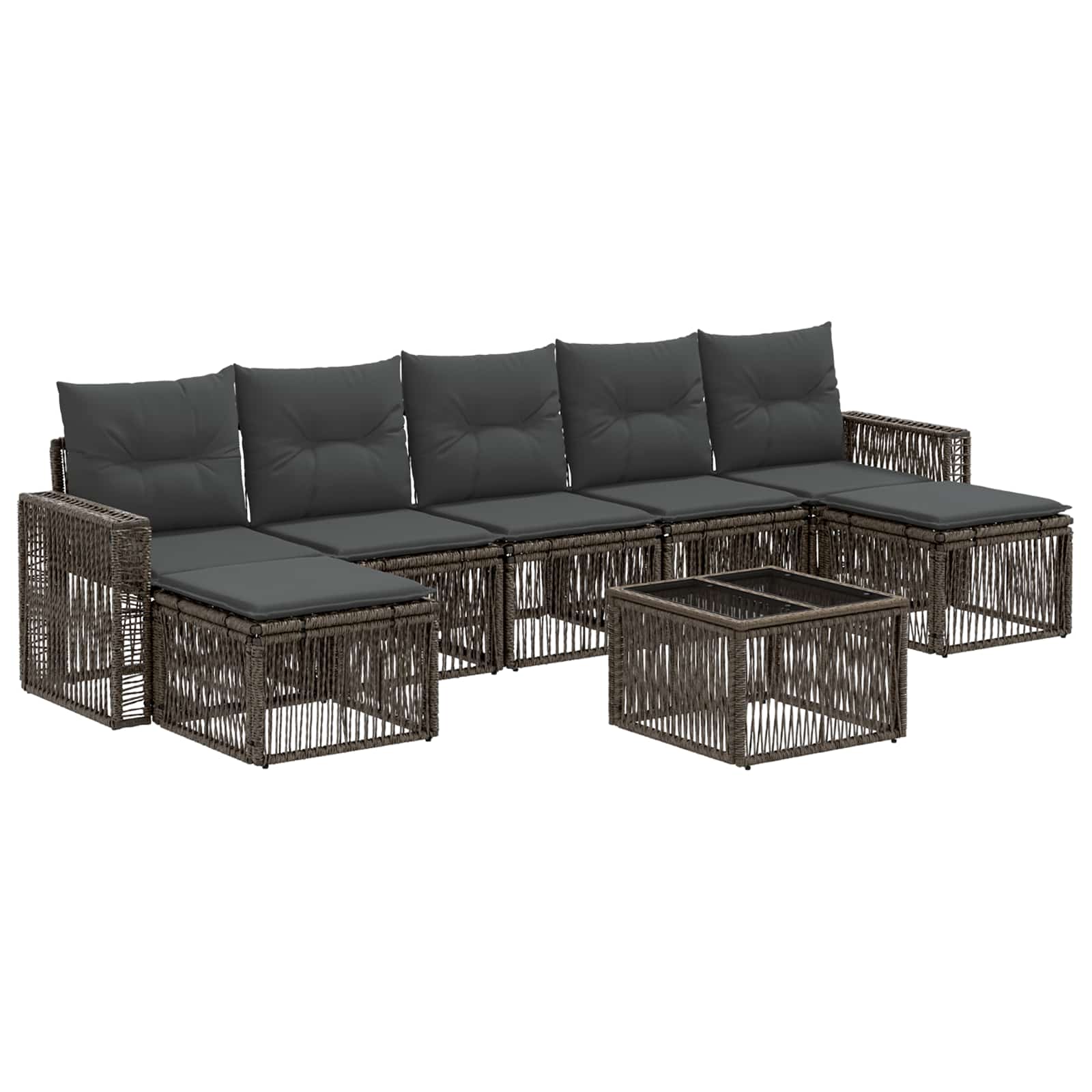 vidaXL Tuinbankenset 8 pcs Zwart en Cream Wit poly rattan