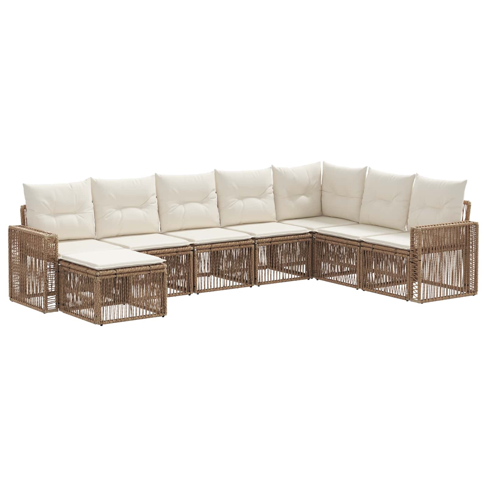 vidaXL Tuinbankenset 9 pcs Zwart en Cream Wit poly rattan
