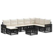 vidaXL Tuinbankenset 9 pcs Zwart en Cream Wit poly rattan