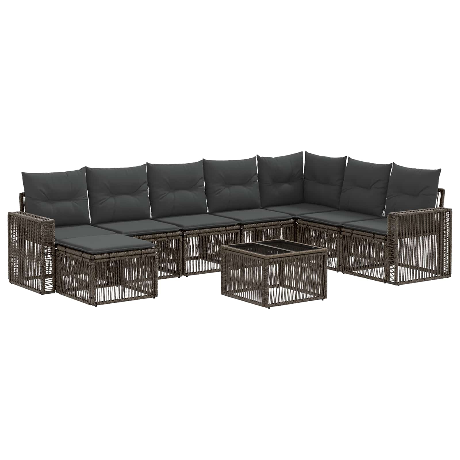 vidaXL Tuinbankenset 9 pcs Zwart en Cream Wit poly rattan