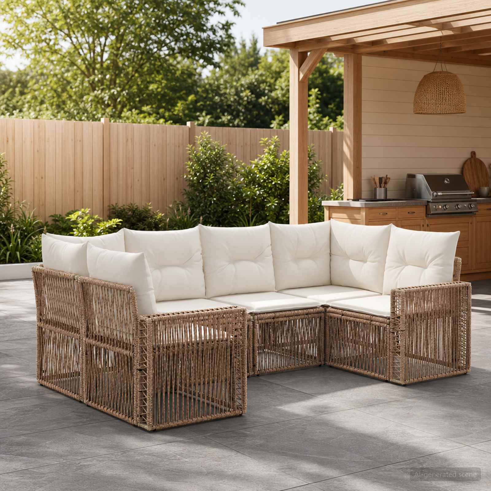 vidaXL Tuinbankenset 6 st 6-Aantal zitplaatsen Zwart en Cream Wit