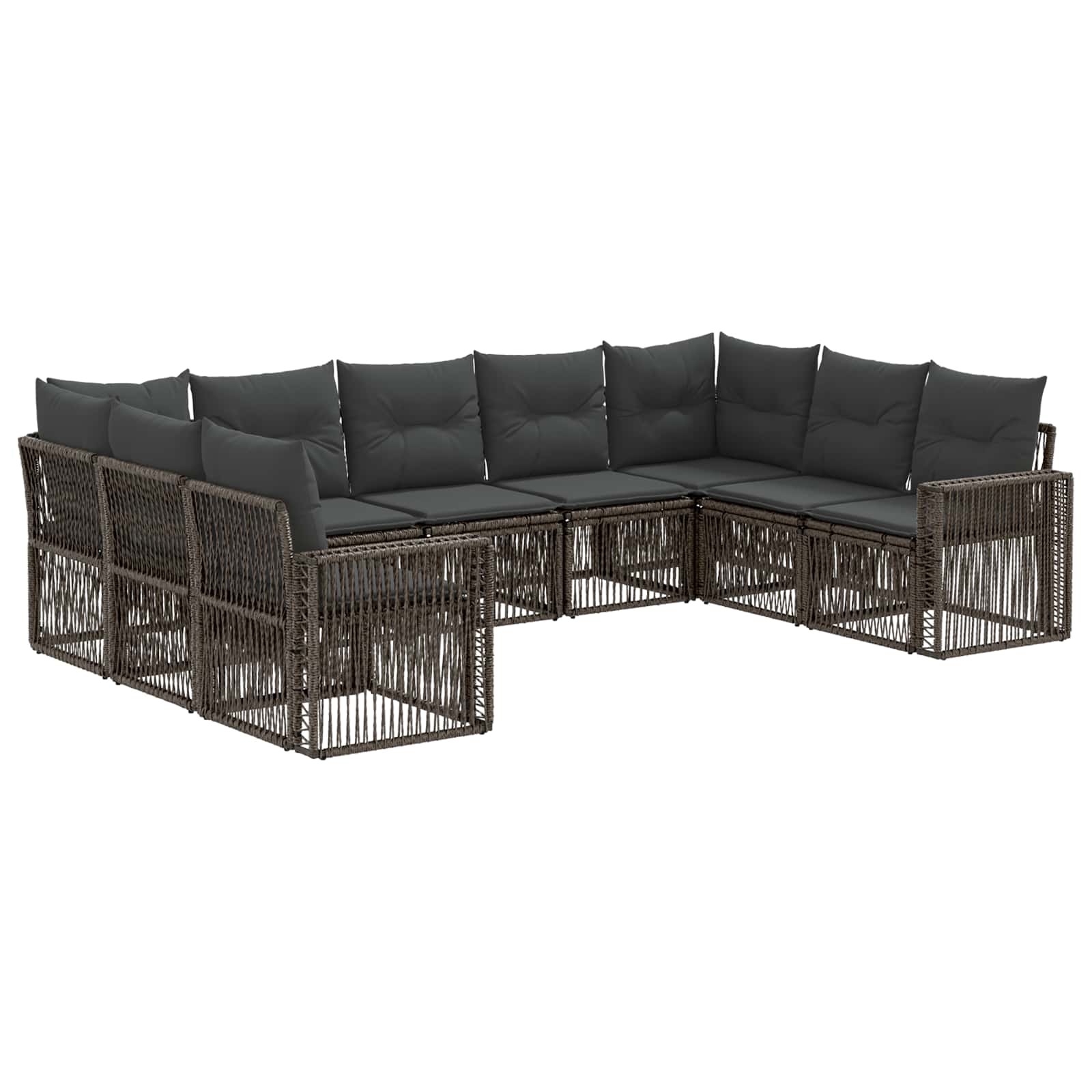 vidaXL Tuinbankenset 10 pcs Zwart en Cream Wit poly rattan