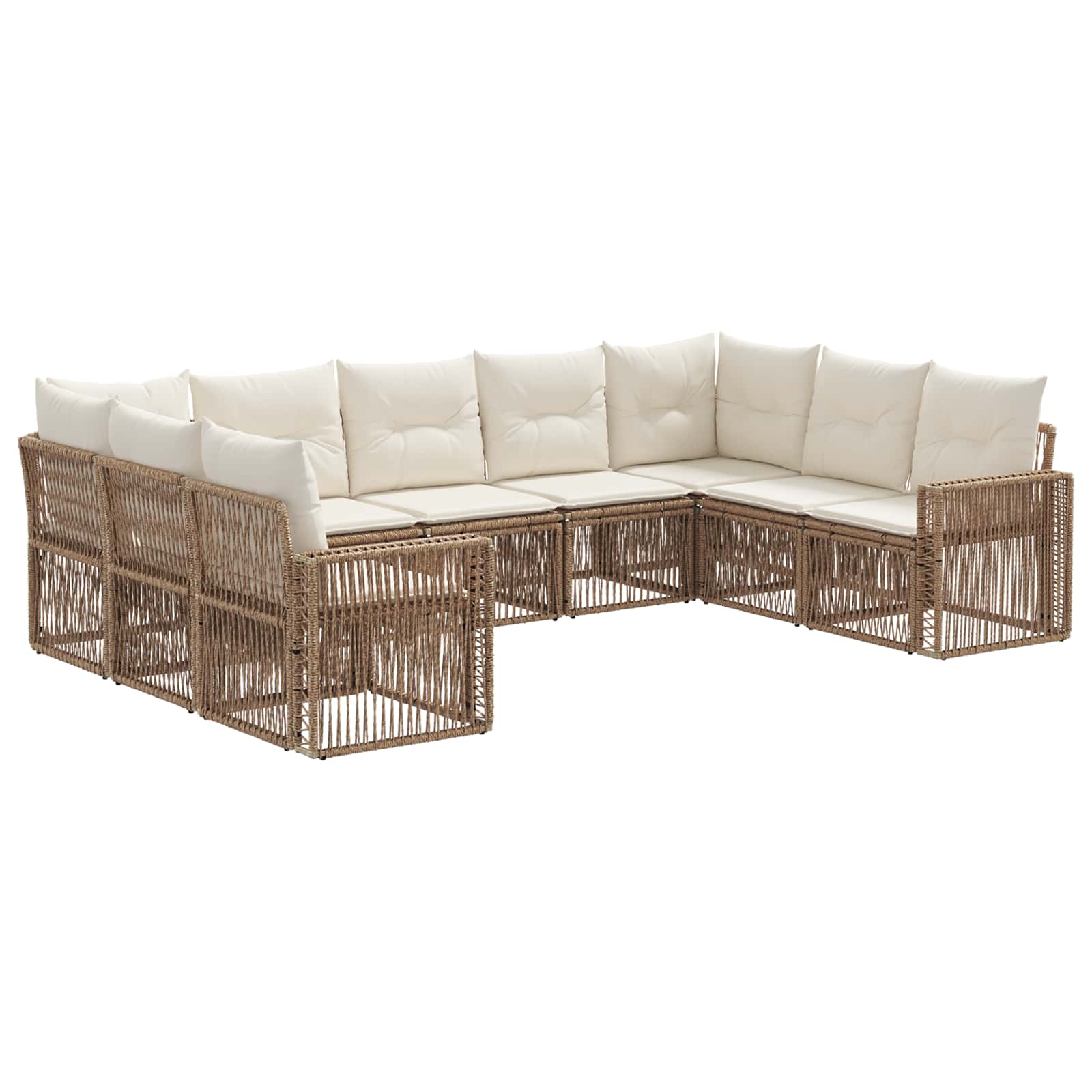 vidaXL Tuinbankenset 10 pcs Zwart en Cream Wit poly rattan