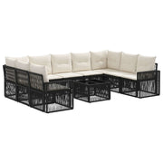 vidaXL Tuinbankenset 10 pcs Zwart en Cream Wit poly rattan