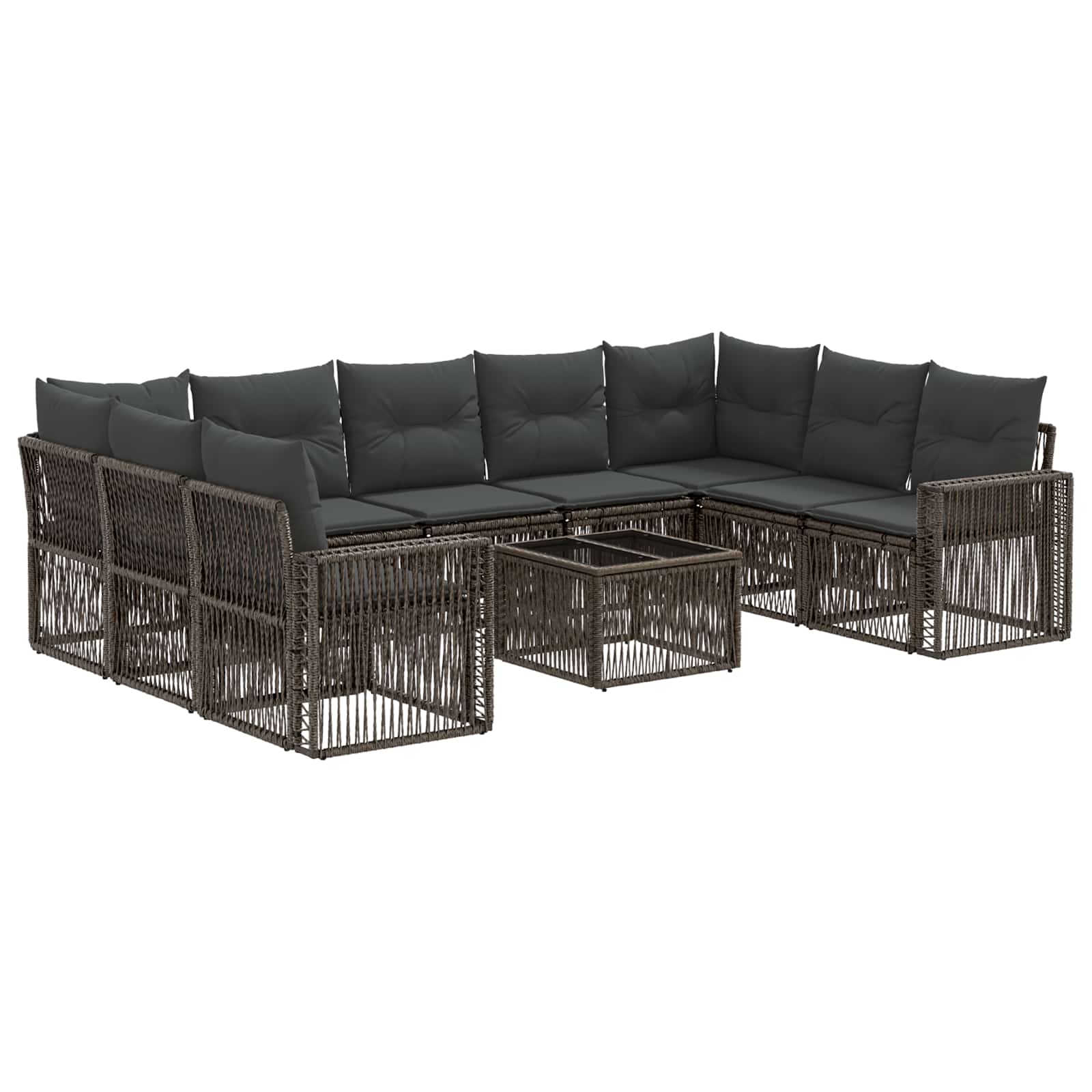 vidaXL Tuinbankenset 10 pcs Zwart en Cream Wit poly rattan