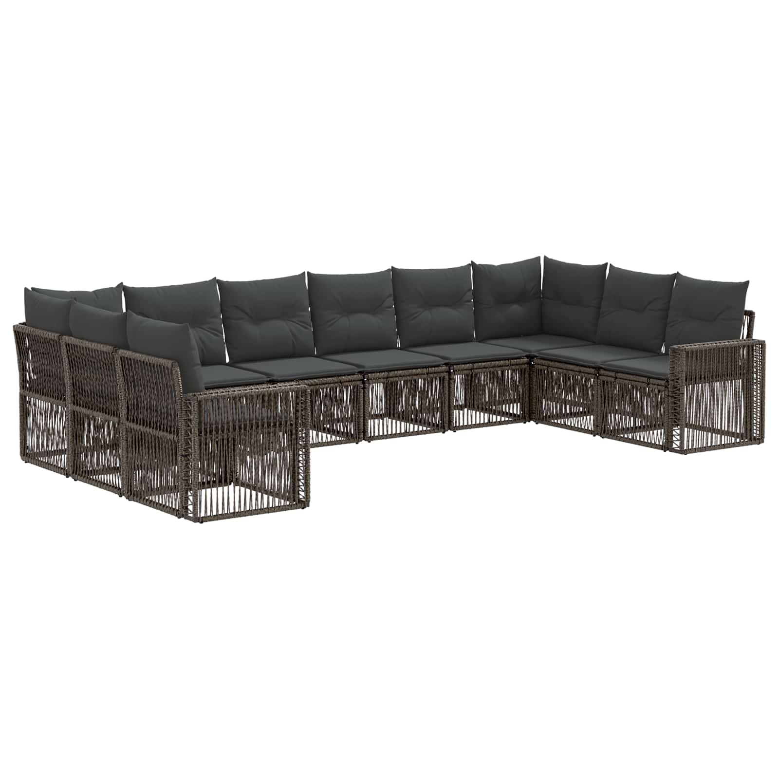 vidaXL Tuinbankenset 11 pcs Zwart en Cream Wit poly rattan