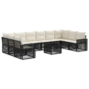 vidaXL Tuinbankenset 11 pcs Zwart en Cream Wit poly rattan