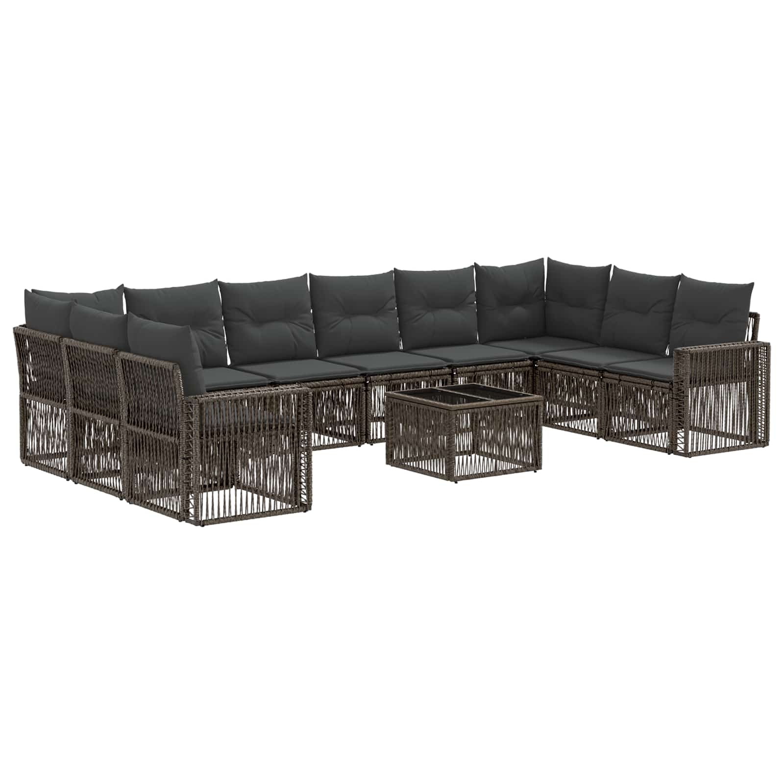 vidaXL Tuinbankenset 11 pcs Zwart en Cream Wit poly rattan