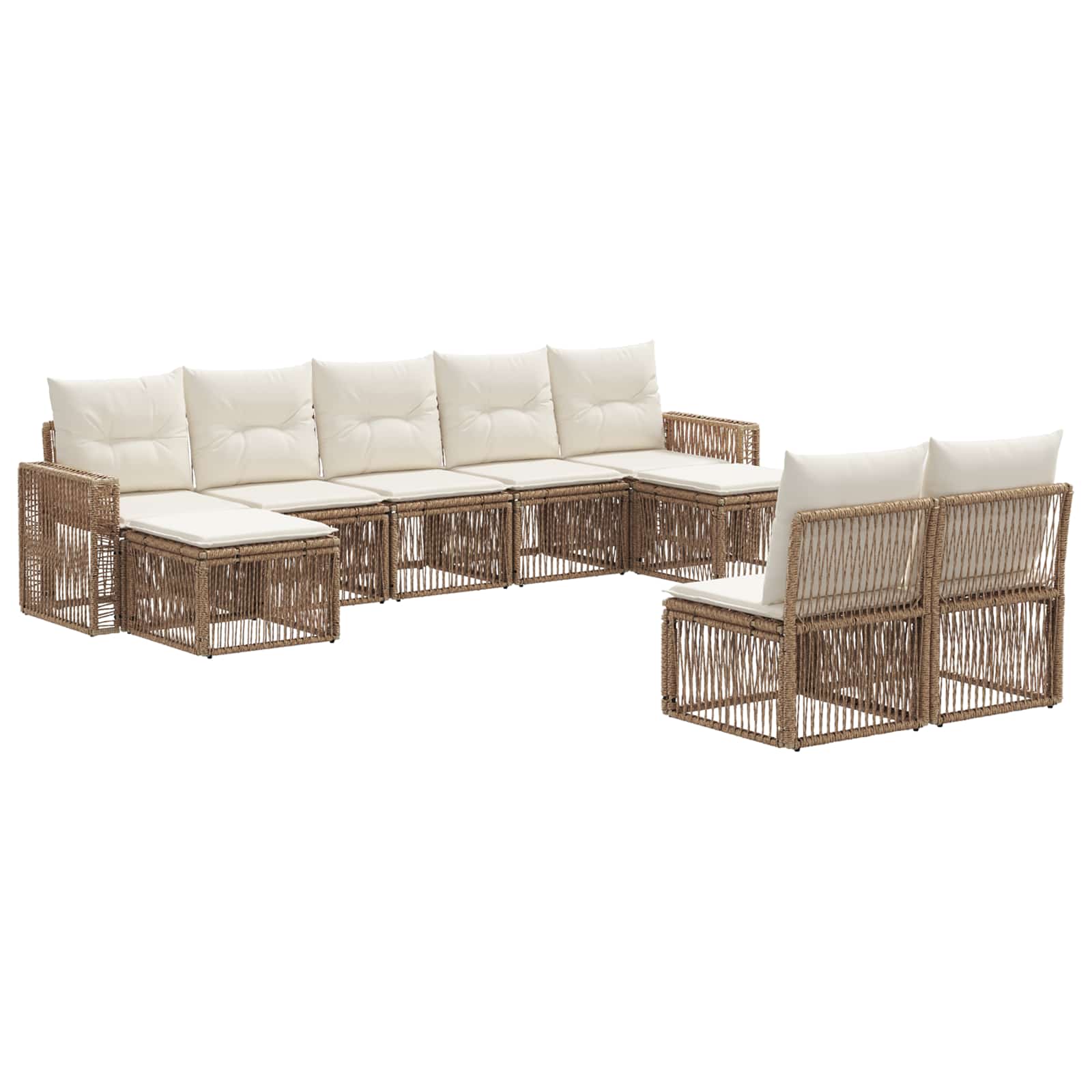 vidaXL Tuinbankenset 10 pcs Zwart en Cream Wit poly rattan