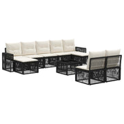 vidaXL Tuinbankenset 10 pcs Zwart en Cream Wit poly rattan