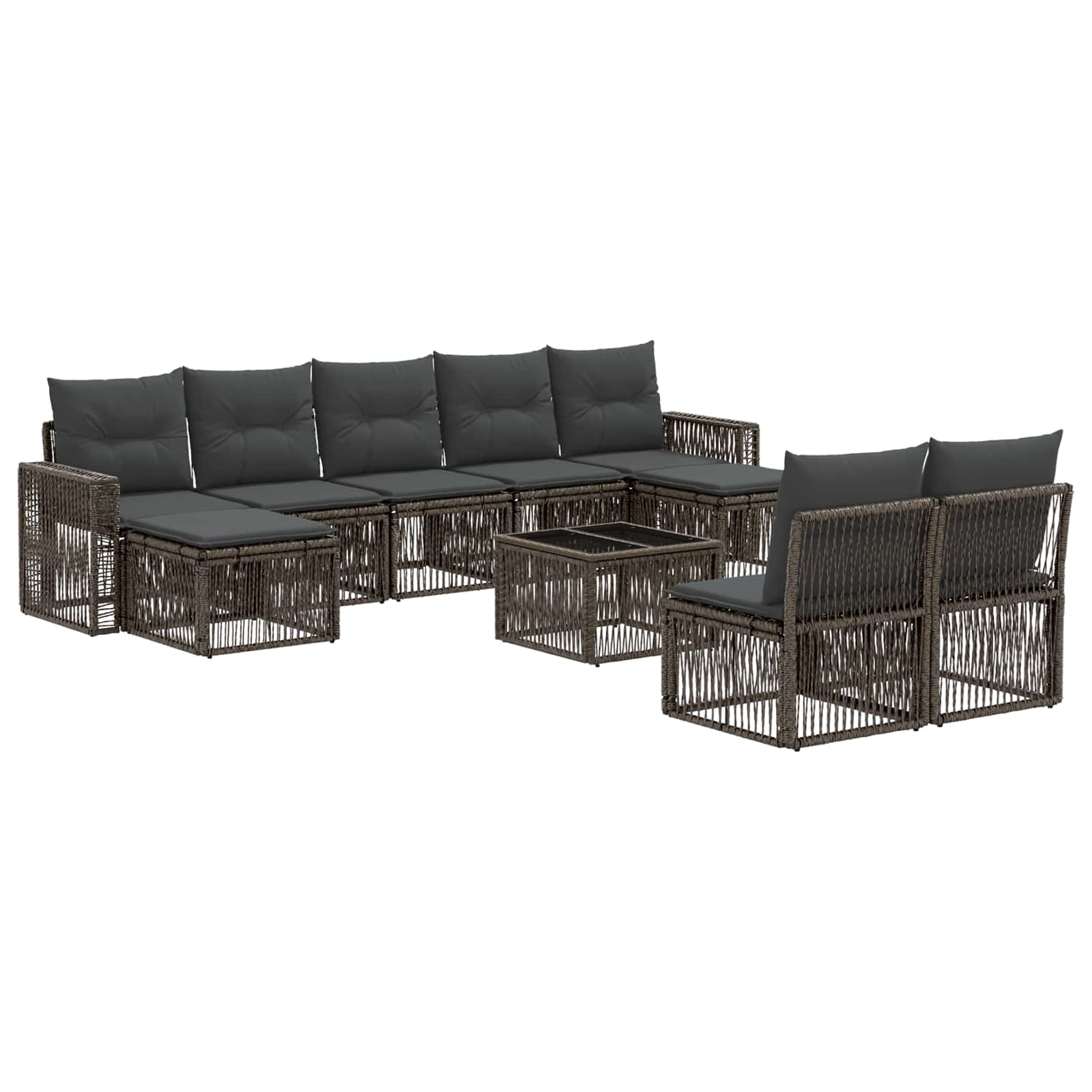 vidaXL Tuinbankenset 10 pcs Zwart en Cream Wit poly rattan