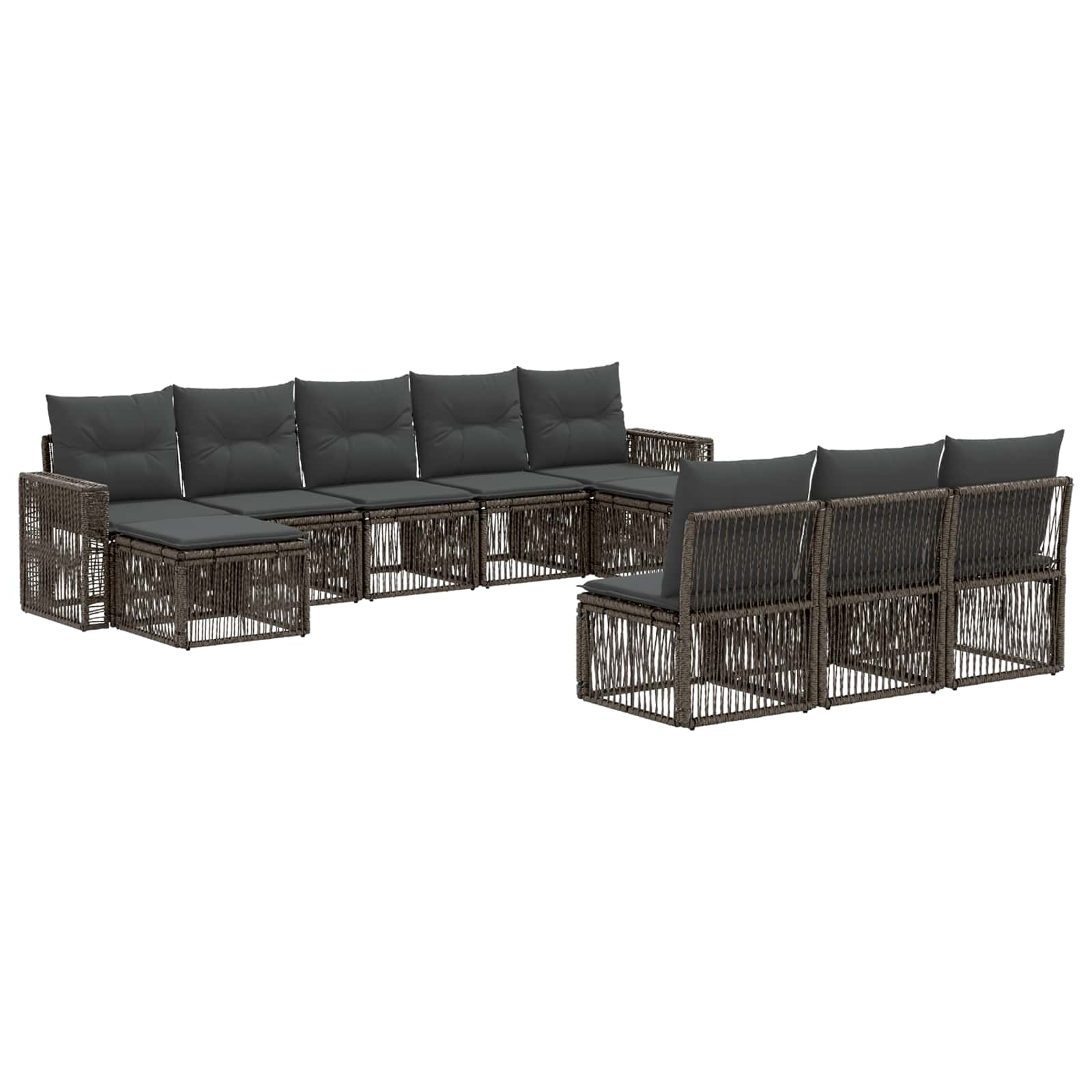vidaXL Tuinbankenset 11 pcs Zwart en Cream Wit poly rattan