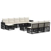 vidaXL Tuinbankenset 11 pcs Zwart en Cream Wit poly rattan