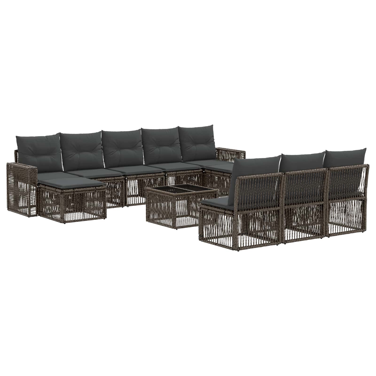 vidaXL Tuinbankenset 11 pcs Zwart en Cream Wit poly rattan