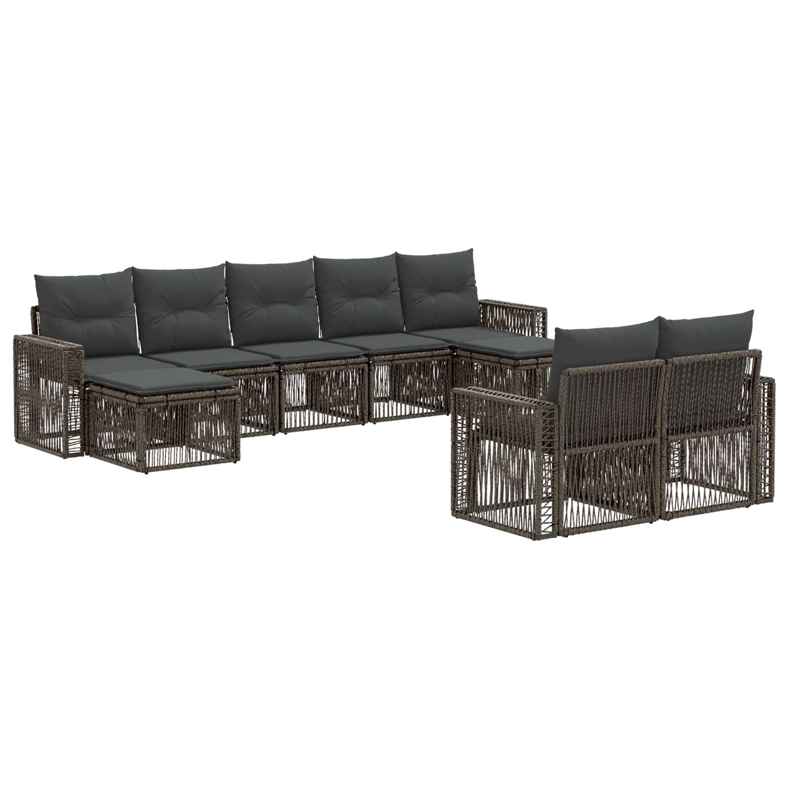vidaXL Tuinbankenset 10 pcs Zwart en Cream Wit poly rattan
