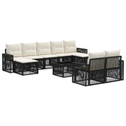 vidaXL Tuinbankenset 10 pcs Zwart en Cream Wit poly rattan