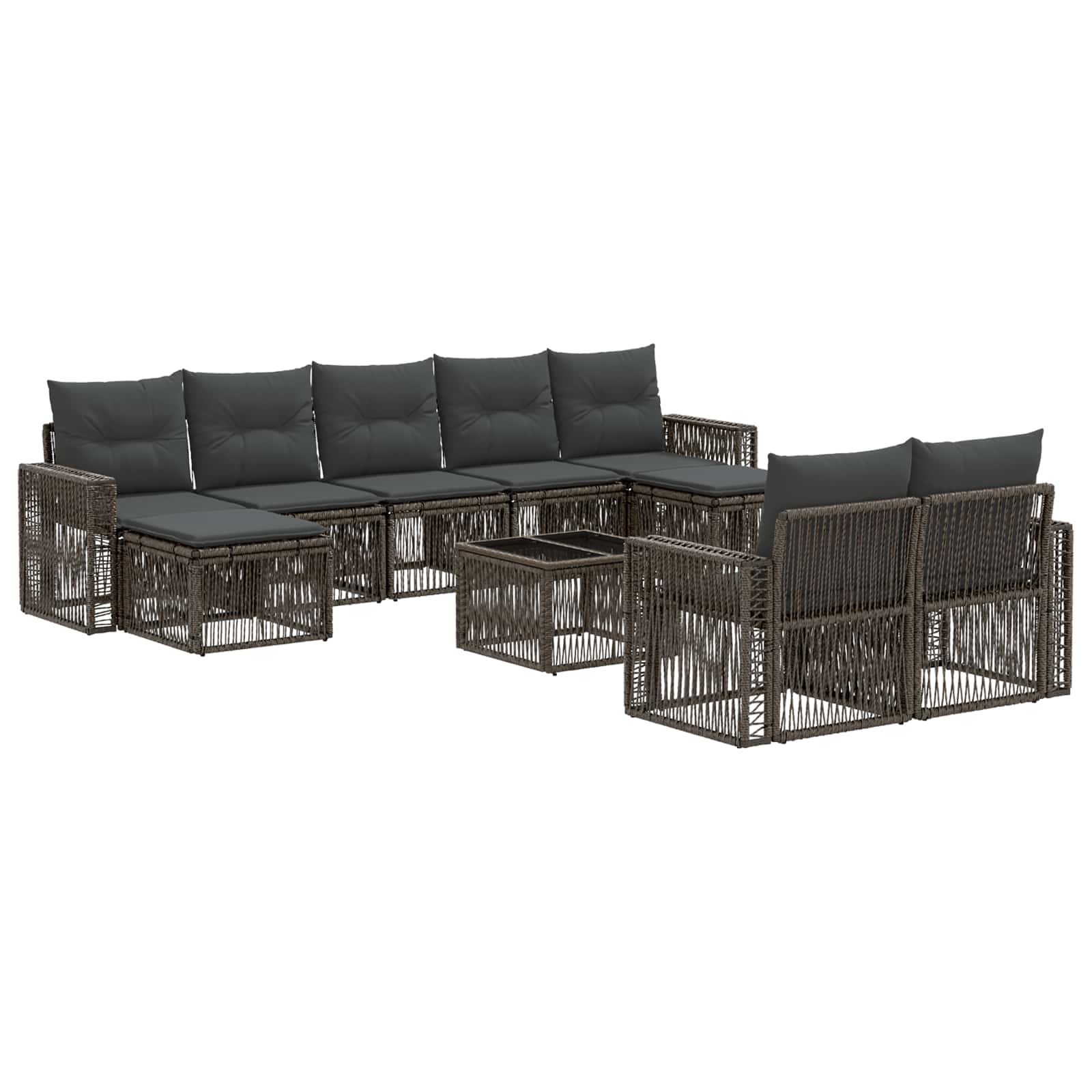 vidaXL Tuinbankenset 10 pcs Zwart en Cream Wit poly rattan