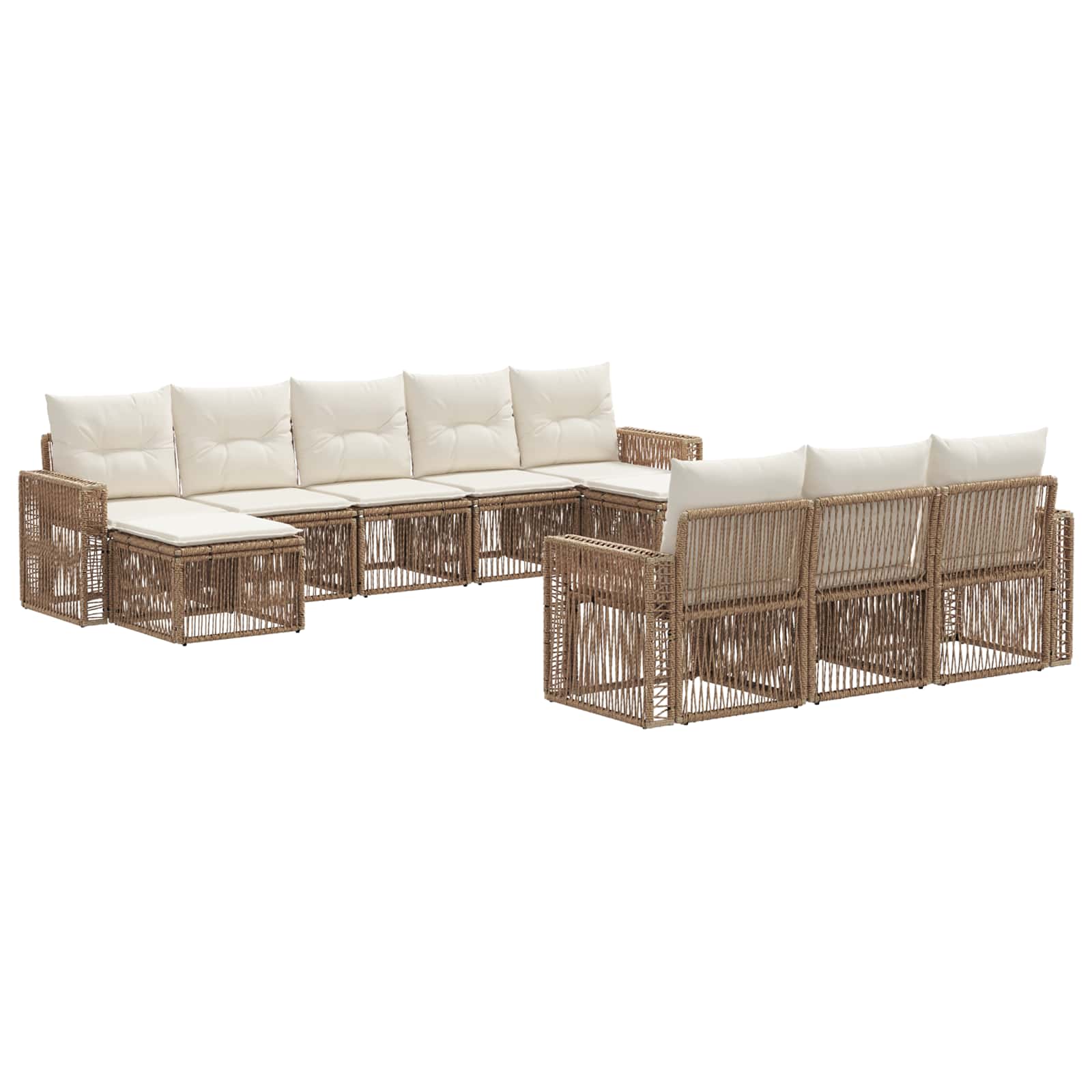 vidaXL Tuinbankenset 11 pcs Zwart en Cream Wit poly rattan