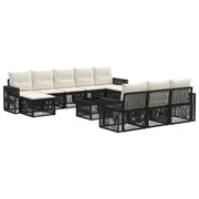 vidaXL Tuinbankenset 11 pcs Zwart en Cream Wit poly rattan