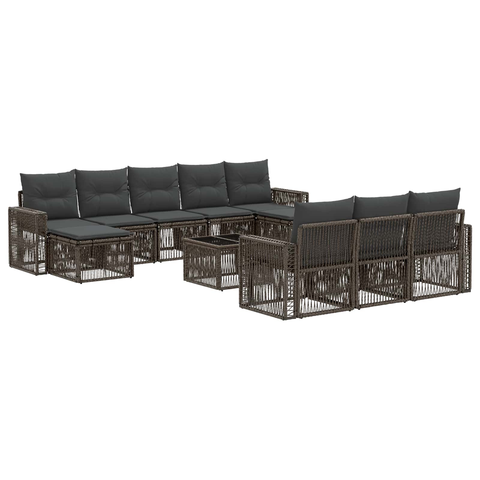 vidaXL Tuinbankenset 11 pcs Zwart en Cream Wit poly rattan